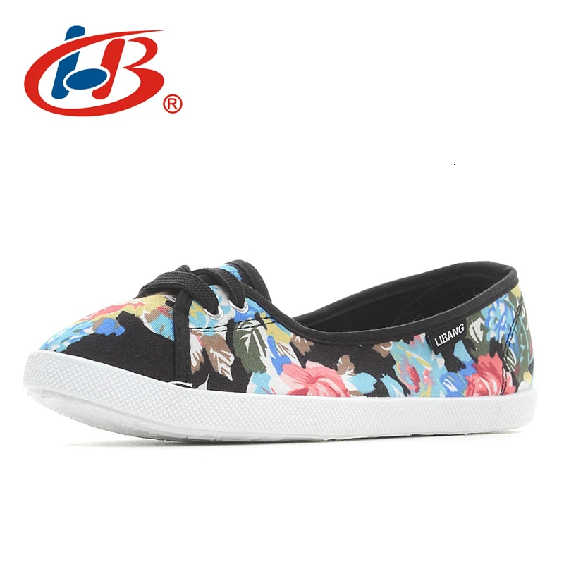 Женские парусиновые туфли LIBANG мягкие лоферы на плоской подошве с цветочным