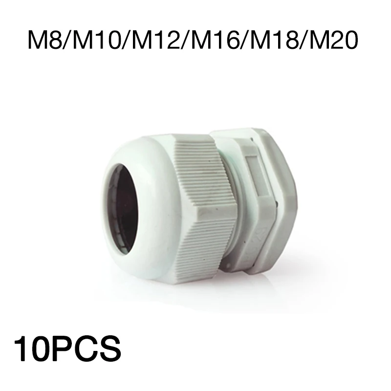 10 PCS M8 M10 M12 M16 M18 M20 Black Nylon Cable Glands Joints IP68 plastic Cable fixed Head