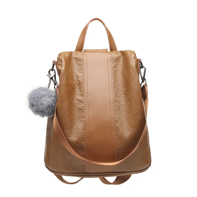 

Backpack Women's Korean-style Fashion 2019 Spring New Style Soft Leather Backpack Minimalist Version of the Leather Backpack Ver