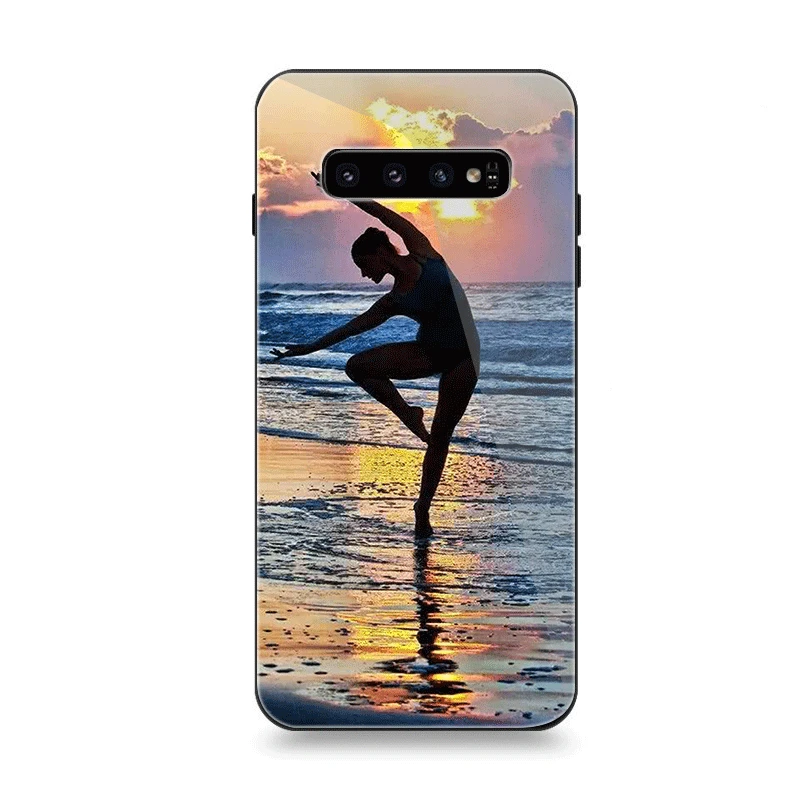 Чехол Стекло для samsung A40 A50 A10 A20 A30 A60 A70 S10 S7 край S8 S9 Note 8 9 10 плюс Чехол с рисунком балерины для девочек для танцев черного цвета - Цвет: G11