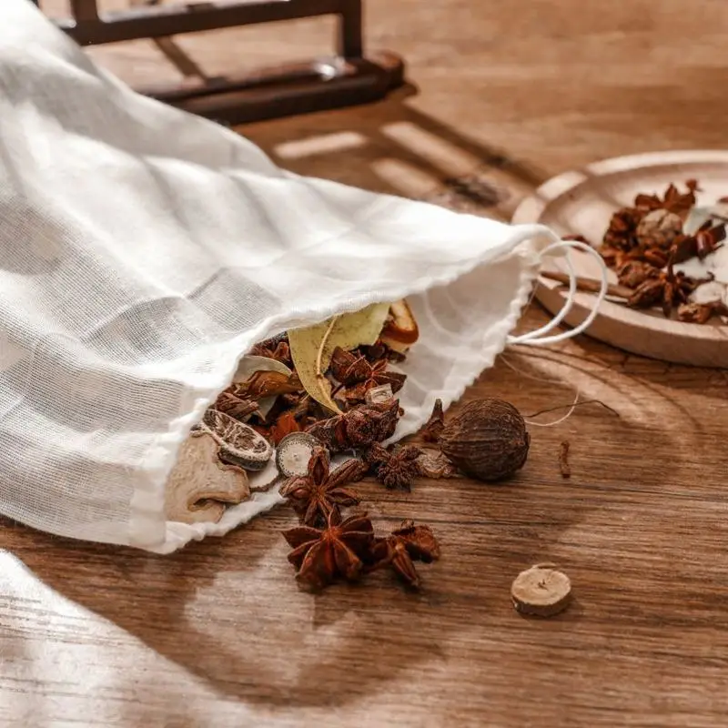 pc Cotton Muslin Drawstring Bag For Home Brew Wine Beer Sieve