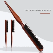

New Hot sale Pure Boar Bristle Hair Dress Comb Salon Teasing Back Hair Brushes Wooden Handle Hairbrush