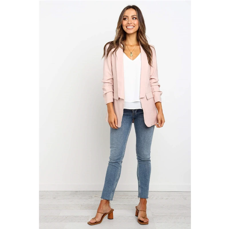 discount  Spring Summer Women Casual Jacket HOT Women Black Slim Single Button Casual Business Jacket