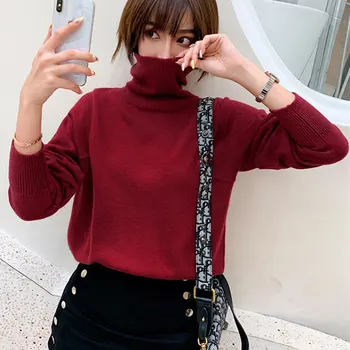 

Litvriyh autumn winter cashmere sweater women sweaters and pullover high neck long sleeve female pullovers knitted jumpers tops