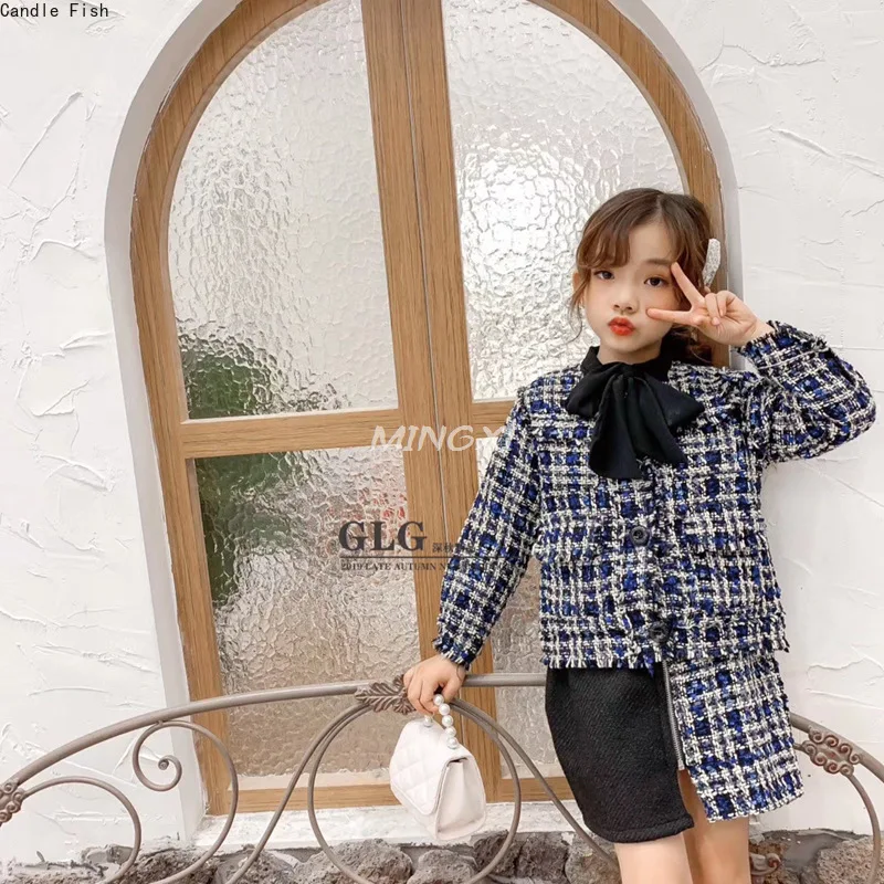 

Children's wear 2019 autumn and winter new children's suits small incense wind quilted two sets of winter