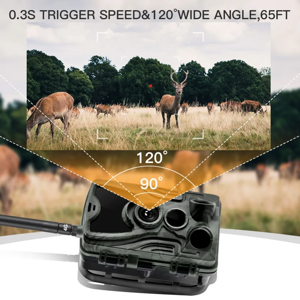 Live broadcast Free APP Cloud Service 4G Trail Camera 4K 30MP Wildlife Hunting Surveillance Wireless Cameras HC801PRO Photo Trap