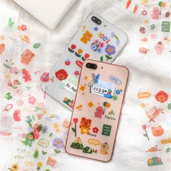 Kawaii Cartoon Bear Stickers Waterproof PET Sticker Korean Stationery Stickers DIY Scrapbooking Mobile Phone Decorations