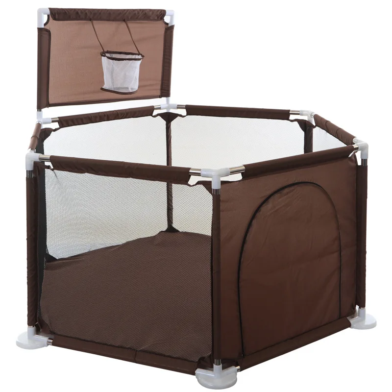 Детский манеж для новорожденных ограждение манеж для детского бассейна детская палатка для детей Защитные барьеры с Баскетбольным кольцом - Цвет: brown