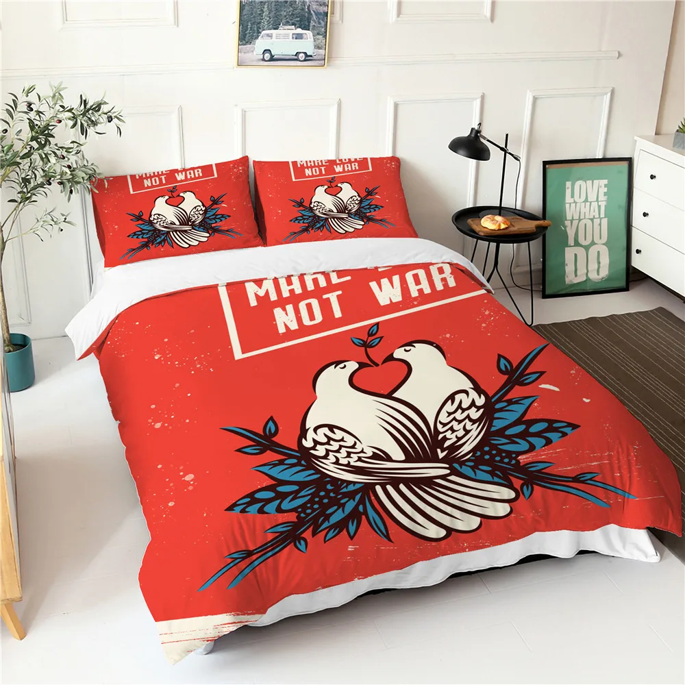 

3d Bedsheets Fabric Bird Of Peace Pattern Duvet Cover King Queen Size Comforter Quilts And Bedding Sets Winter Bedsheets