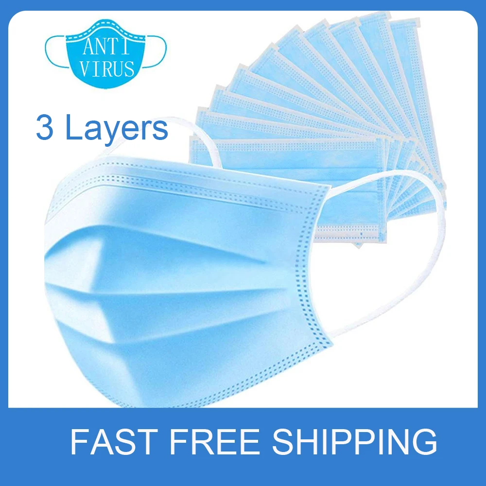 

Face Mouth Masks Anti-Virus Disposable Face Masks 3 Layer Soft Breathable 4 Elastic Earloop Face Mask For Hair Solon Use