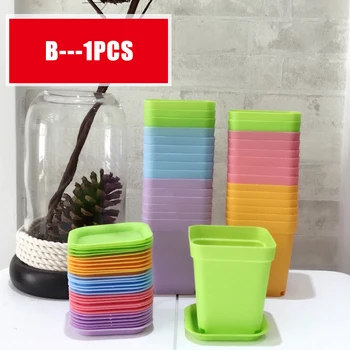 

1/5/10pcs Mini Square Plastic Plant Flower Pot Home Office Decor Planter SNO88