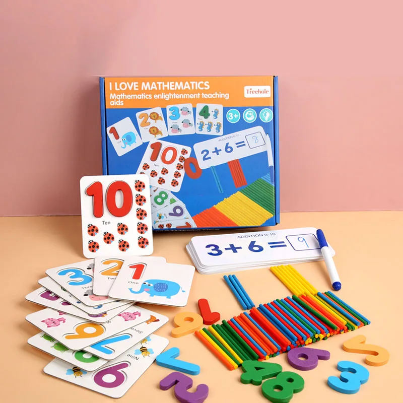 Wooden Number Mathematics Early Learning Counting Math Game Educational   K 