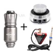 Полный профессиональный набор тату-машин Rocket Mini автоматическая ручка для татуировки серебряного цвета источник питания для тату треугольная педаль