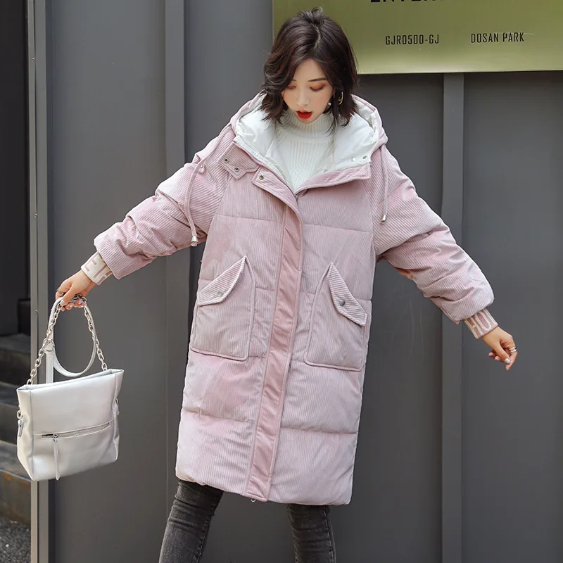 

Velvet 2019 Autumn And Winter Down Jacket Women's Korean-style Loose-Fit Students Cotton-padded Clothes Fashion Coat Photo Shoot