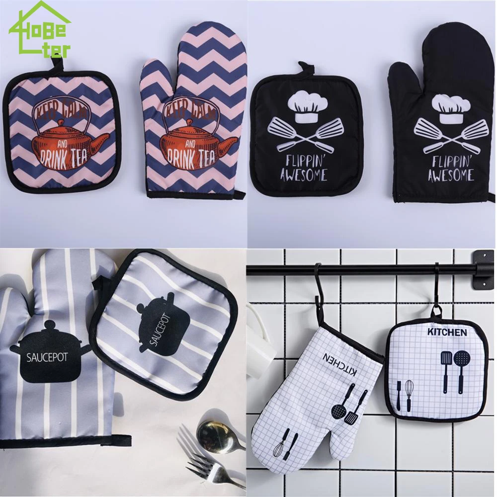Guantes de algodón resistentes al calor para horno microondas, 2 unidades, antideslizantes, utensilios de cocina