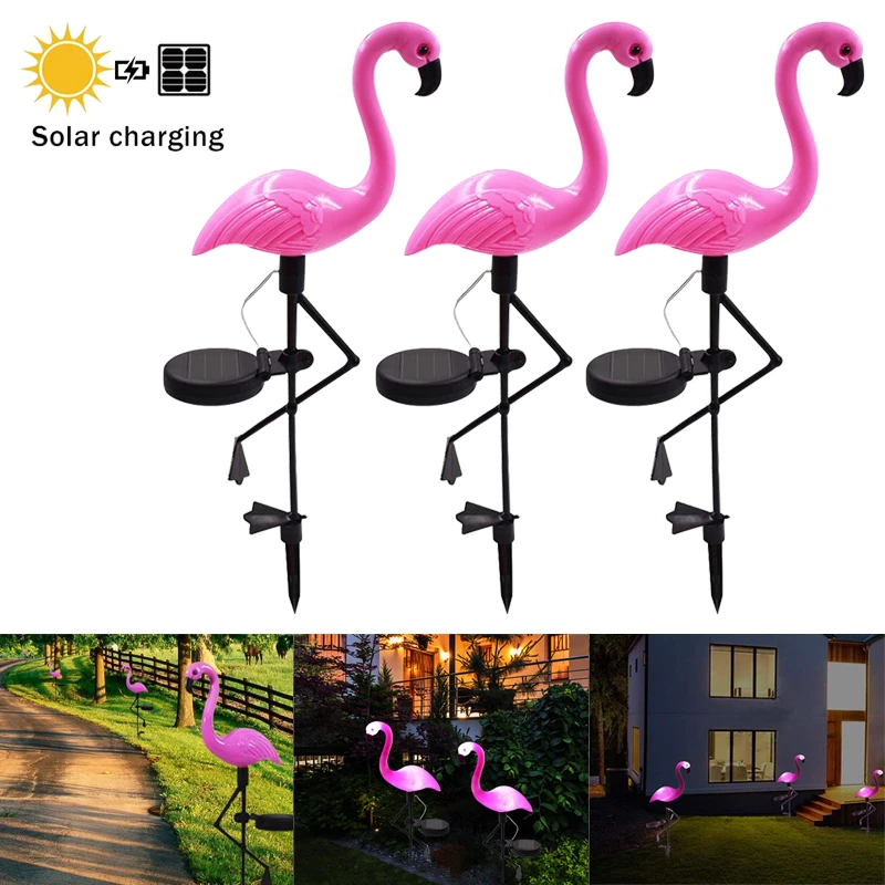 Flamingo Lawn Lamp Waterproof LED Solar Power Light Garden Stake Landscape Decor