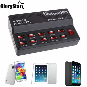 

Multi Port Charger 10 Port USB Wall Charger ,10A Desktop Intelligent Charging Stations for Smart Phone Tablet Notebook Camera