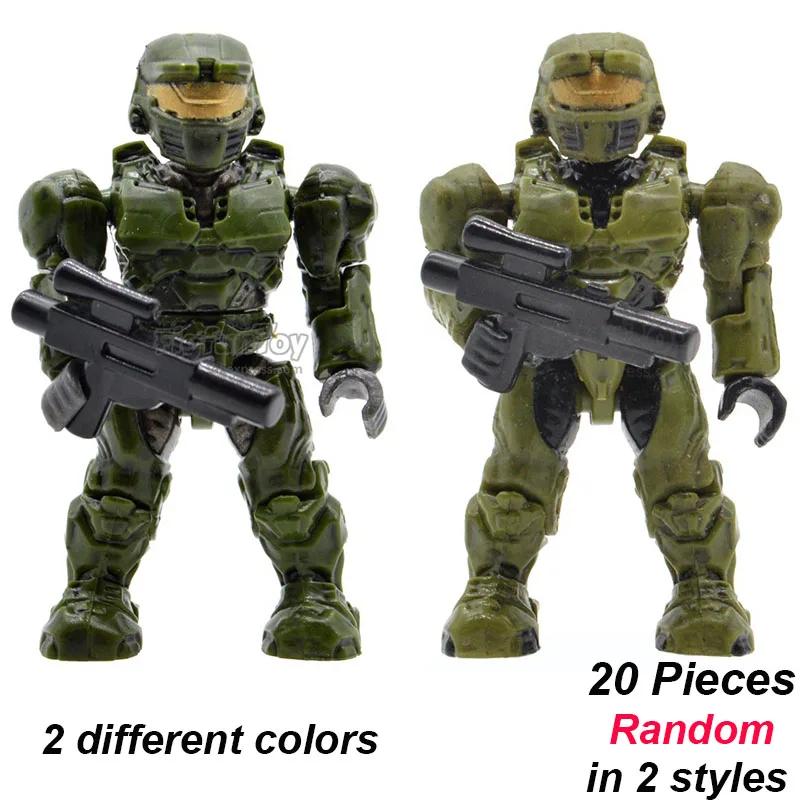 20 шт./лот, строительные блоки "воины", "люди", кирпичи, Halo Wars, игры, пластиковые доспехи для детей, сделай сам, подарки, игрушки с оружием, пистолеты - Цвет: 20pcs random MB32
