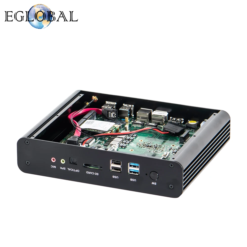 Процессор EGlobal fanless Мини компьютер intel core i7 7560U низкой мощности портативный HTPC VGA HDMI Dual Lan Поддержка 2* DDR4 платформа 4K HD плеер