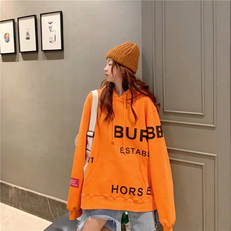 Fashion Long Sleeve Print Loose Womens Cool Autumn High Street Streetwear Girls Students Cool Jumpers Casual Tops Hoodie Gift