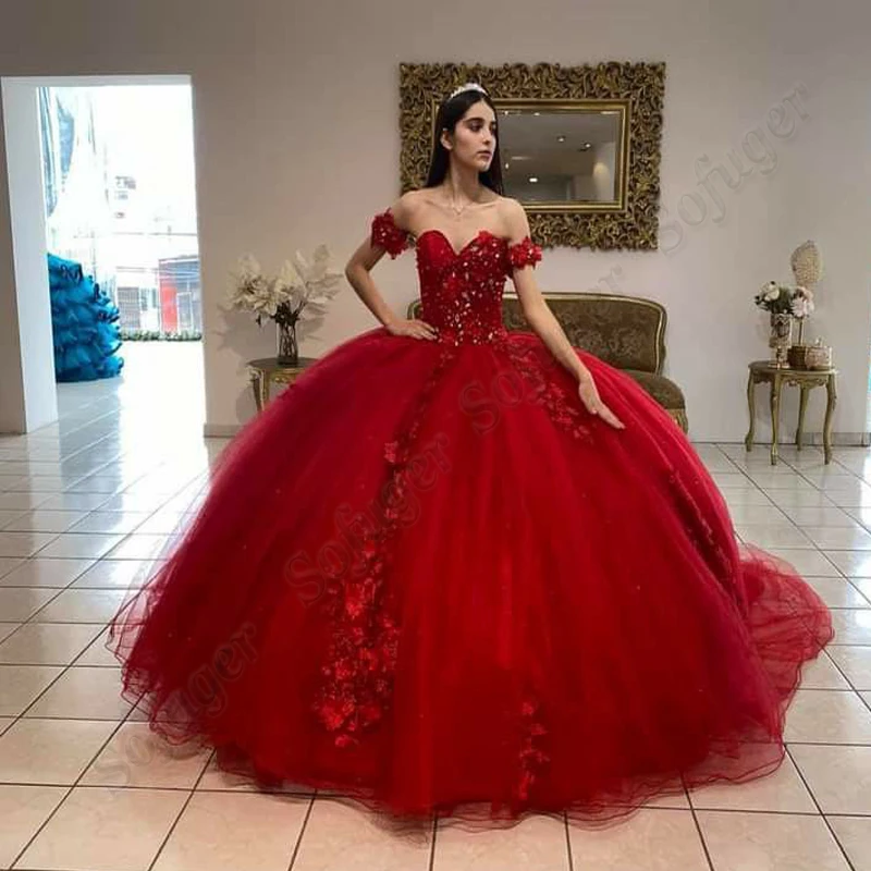 Vestido De baile rojo De quincena, Vestidos De cumpleaños, flores, apliques graduación, Fiesta De graduación, De celebridad, 15 Ans, Fiesta|Vestidos de quinceañera| - AliExpress