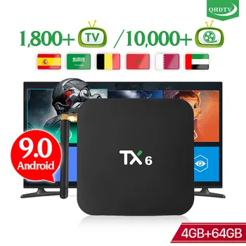 

IPTV Arabic Box TX6 Android 9.0 4G 64G 2.4G+5G Dual Wifi with 1 Year QHDTV Subscription IPTV Box Spain No APP Include
