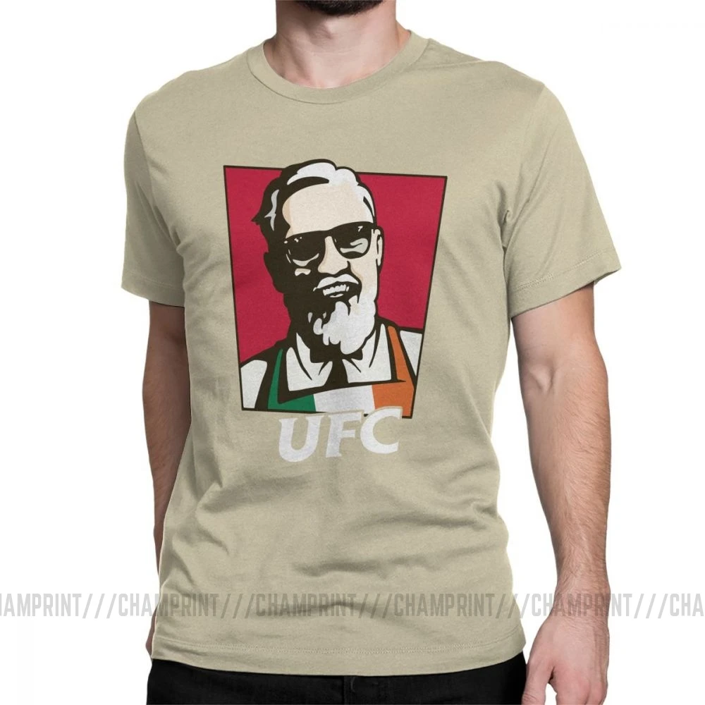 Король Конор Макгрегор MMA KFC креативная хипстерская футболка для мужчин с коротким рукавом топы серые футболки из чистого хлопка футболки с круглым вырезом - Цвет: Хаки