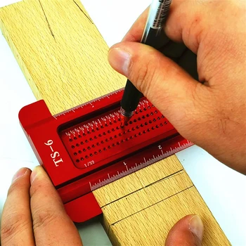 

Woodworking Scribe T-Type Ruler Hole Scribing Gauge Aluminum Crossed Feet Woodworking Crossed-Out Tool Measuring Tool