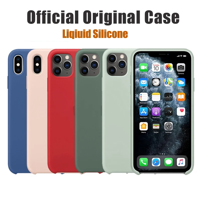 Funda de silicona Original oficial para móvil, carcasa con logotipo de marca para Apple iPhone 12 Pro MAX XS XR 7 8 6S Plus 8Plus 11 Mini 12Pro