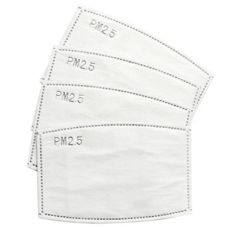 

Practical 100Pcs PM2.5 Filter Sheet Activated Carbon Filter 5 Layers Protection Pad Anti Pollution Masque Anti Virus Mouth Mask