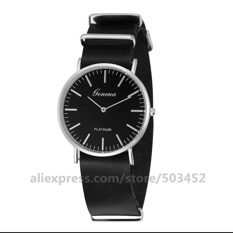 black silver 100 шт/партия Geneva Siamese часы заводская цена часы ремешок PU кожаный ремень модные кварцевые часы для мужчин и женщин - Цвет: black silver