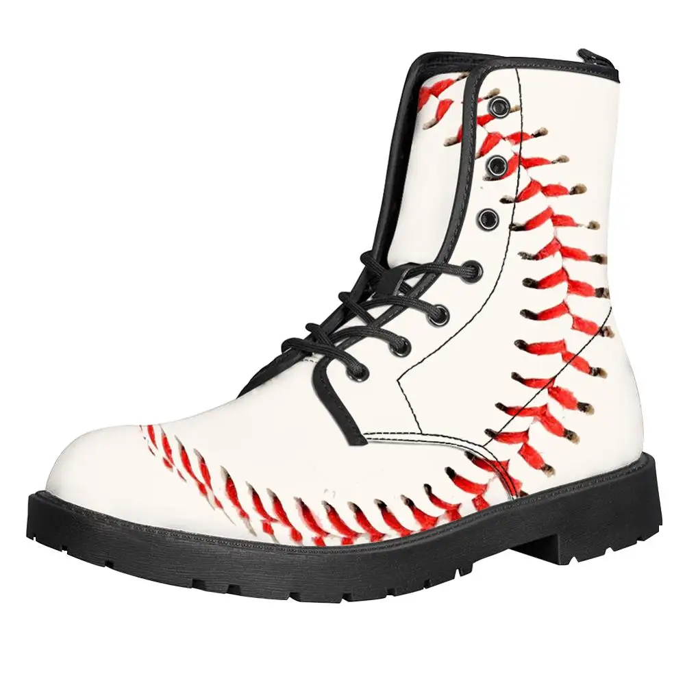 

2020 Fashion Baseballs Women Ankle Boots Women's Autumn Cartoon Sport Baseball Club Print Boots Big Size Women Boots