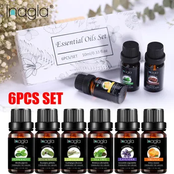 

Inagla 6Pcs/Set 100% Pure Essential Oil Set Aromatherapy Diffusers 10ml Organic Body Massage Relax Essential Patchouli Kit
