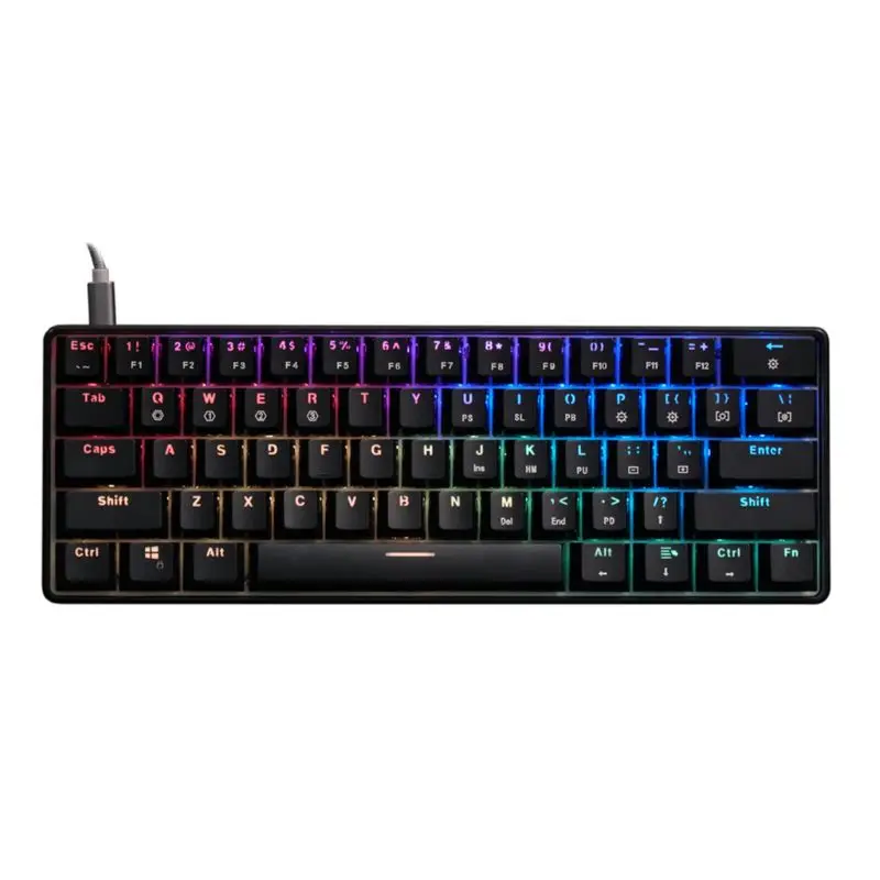 RGB LED Backlit Wired Mechanical Keyboard Portable Compact Waterproof Mini Gaming Keyboard 61 Keys Gateron Switchs 1