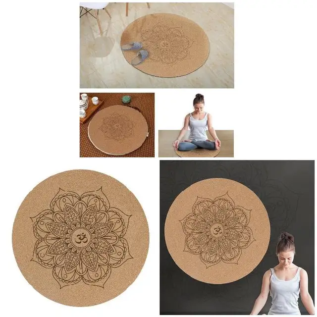 Yoga Mat Little Round Cork Rubber 60x60cmx3mm Non Slip Yoga Cushion Meditation Cushion Pad Pilates Pad for Home Outdoor YS-BUY 6