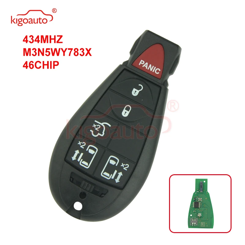 

Kigoauto #9 M3N5WY783X fobik key 434Mhz 5 button with panic for Chrysler Dodge Jeep Grand Caravan 2008-2012