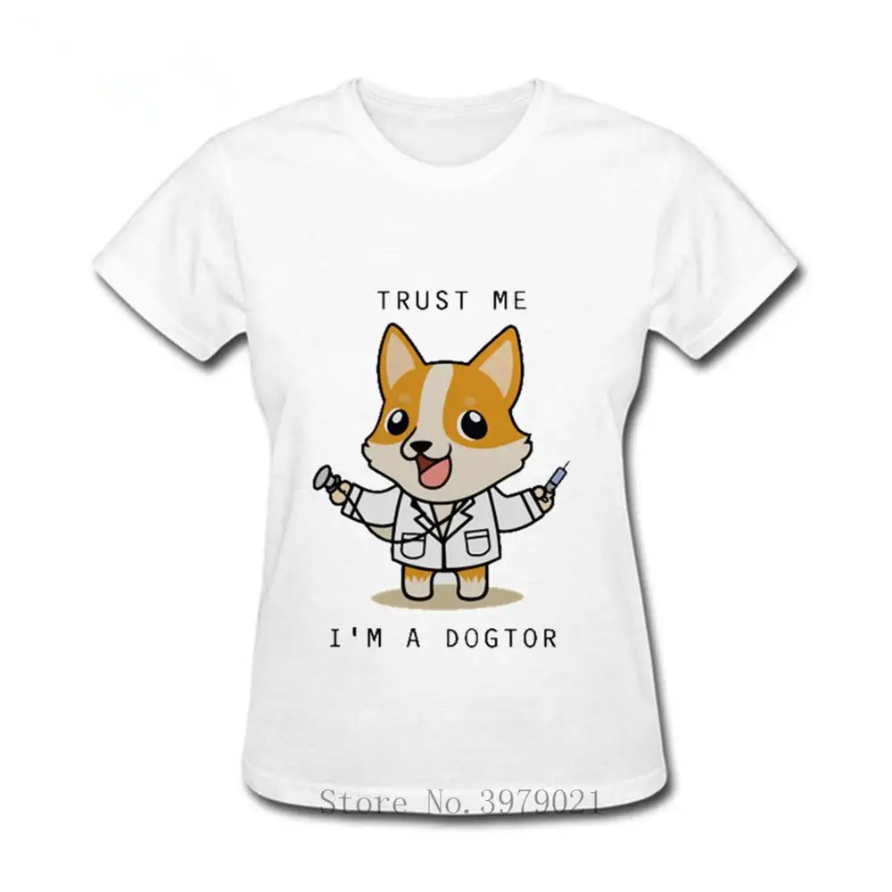 Женская футболка Trust me i am a dogtor I Love my Welsh Corgi doctor design женские топы хипстерские