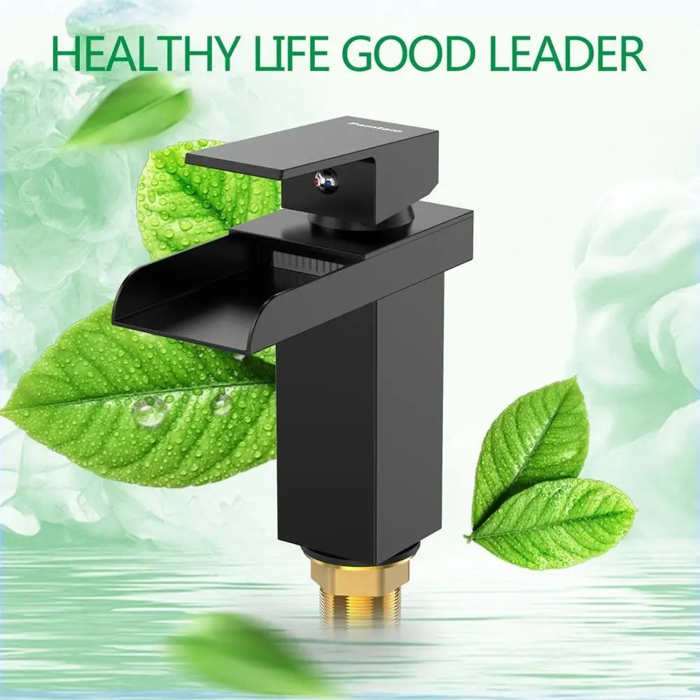 

Modern Single Handle Waterfall Bathroom Vanity Sink Faucet Cold & Hot Water Mixer Tap Wash Basin Faucet Kitchen Deck Mounted