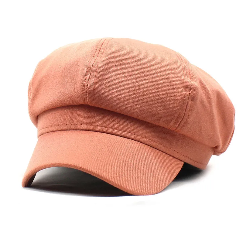 Women Polyester Solid Color Duck Tongue Beret Simple Casual Octagonal Cap Autumn and Winter Joker Painter Hat 38 women beret
