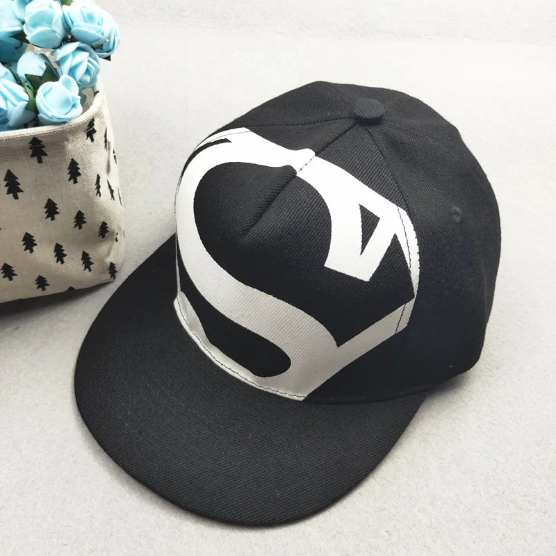 Весенняя и летняя новая ночная Легкая шляпа с принтом в стиле хип-хоп для мужчин и женщин, Повседневная шляпа с надписью «Супермен», уличная танцевальная шляпа - Цвет: black