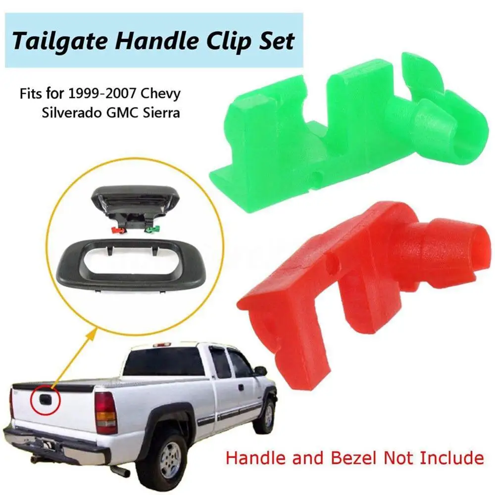 

1Pair Red&Green Tailgate Handle Door Lock Rod Clip For RH LH Set For Chevy Silverado GMC Sierra Yukon