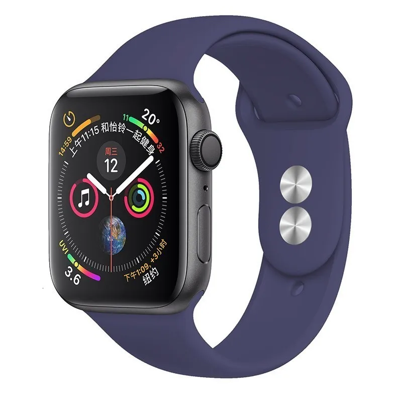 Силиконовый ремешок для Apple Watch band 44 мм 42 мм iwatch series 5 4 3 2 1 браслет 40 мм 38 мм pulseira умные часы аксессуары петля - Цвет ремешка: 05 Sea blue