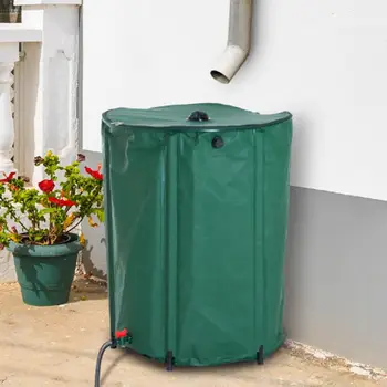 

100L Collapsible Rain Barrel Potable Water Storage Bucket Rainwater Collection System Downspout With Filter Spigot Overflow Kit