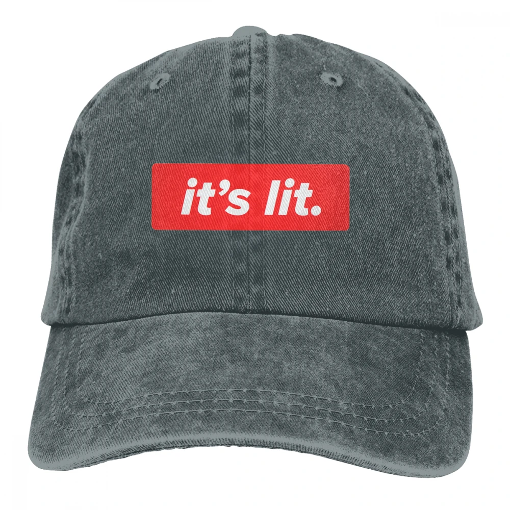 It's Lit Casquette черные унисекс Мужские Женские джинсовые бейсболка с ремешком кепки регулируемые Гольф папа шляпа