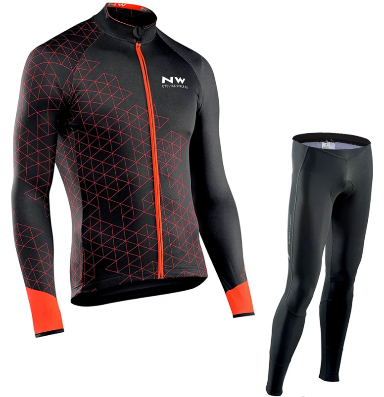 Long sleeve suit NW Pro team, комплект из Джерси с длинным рукавом и штанов, одежда для велоспорта, одежда для велоспорта, MTB, Джерси, мужская форма, одежда - Цвет: Long sleeve suit