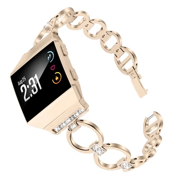 

Buling Bands for Fitbit Ionic Smart Watch Wristband Double Ring Diamond Metal Band Women Replacement Strap Bracelet Wristbands
