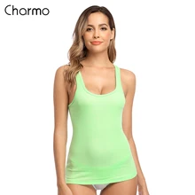 Charmo/Женская майка, базовая майка из хлопка, мягкая однотонная майка, комплект из 2 предметов для сна, одежда для бега, фитнеса