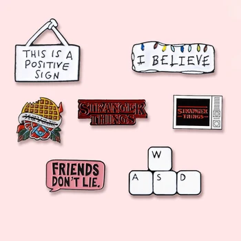 

7 Pcs/Set Stranger Things TV Metal Enamel Brooch Friends Can't Lie Badge Pin Fun Trendy Backpack Jewelry Gift Share Friends