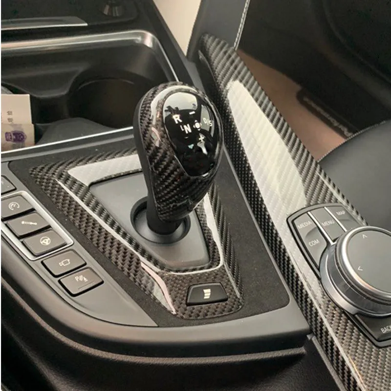 Real Carbon Fiber Console Gearshift Knob Head Cover Decorative Sticker For BMW M2 M3 M4 X5M X6M Interior Accessories Real Carbon Fiber Console Gearshift Knob Head Cover Decorative Sticker For BMW M2 M3 M4 X5M X6M Interior Accessories