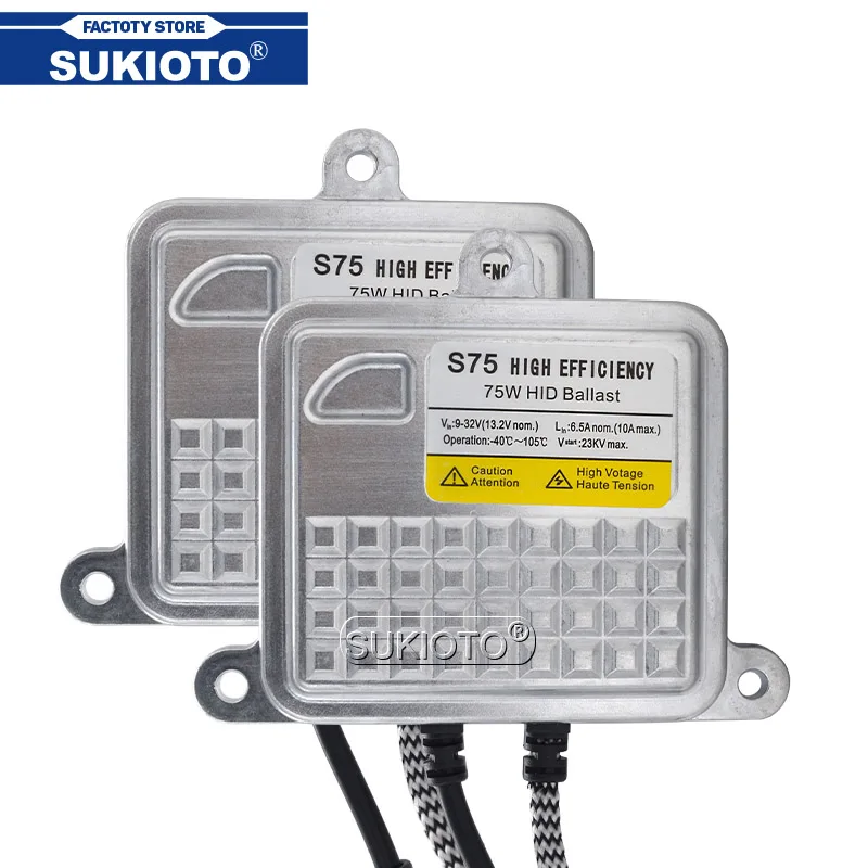 SUKIOTO 2PCS 12V 24V Universal Car Headlight Xenon Ballast 75W Fast Start HID Replacement Ballast Ignition For Auto Truck Boat (1)